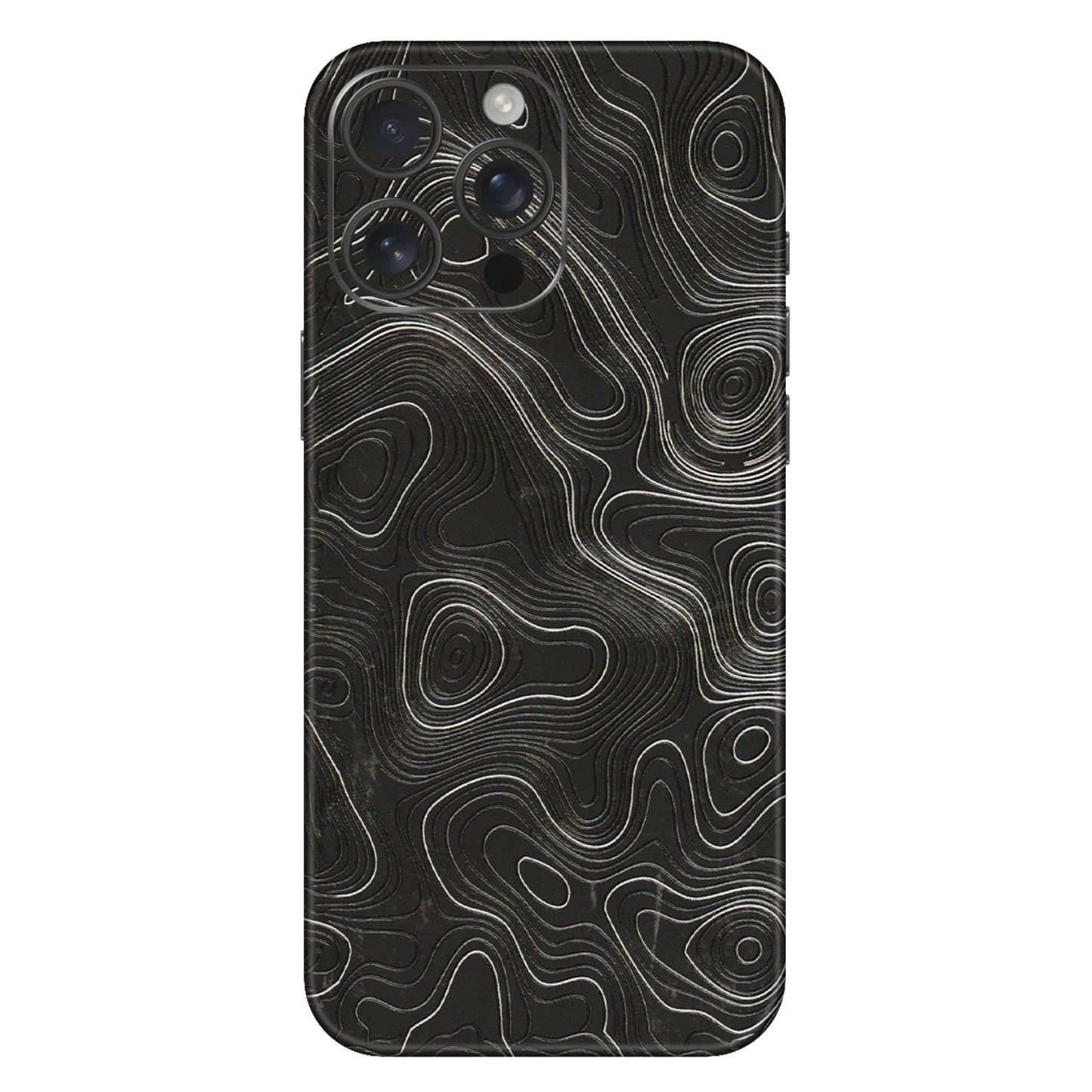 Apple iPhone Skins (All Models) - Abstract White Line Map - 3D Embossed Finish (L-269) iPhone 16 Pro Max