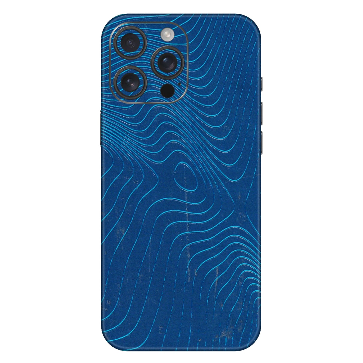Apple iPhone Skins (All Models) - Abstract Blue Line Map - 3D Embossed Finish (L-272) iPhone 16 Pro Max