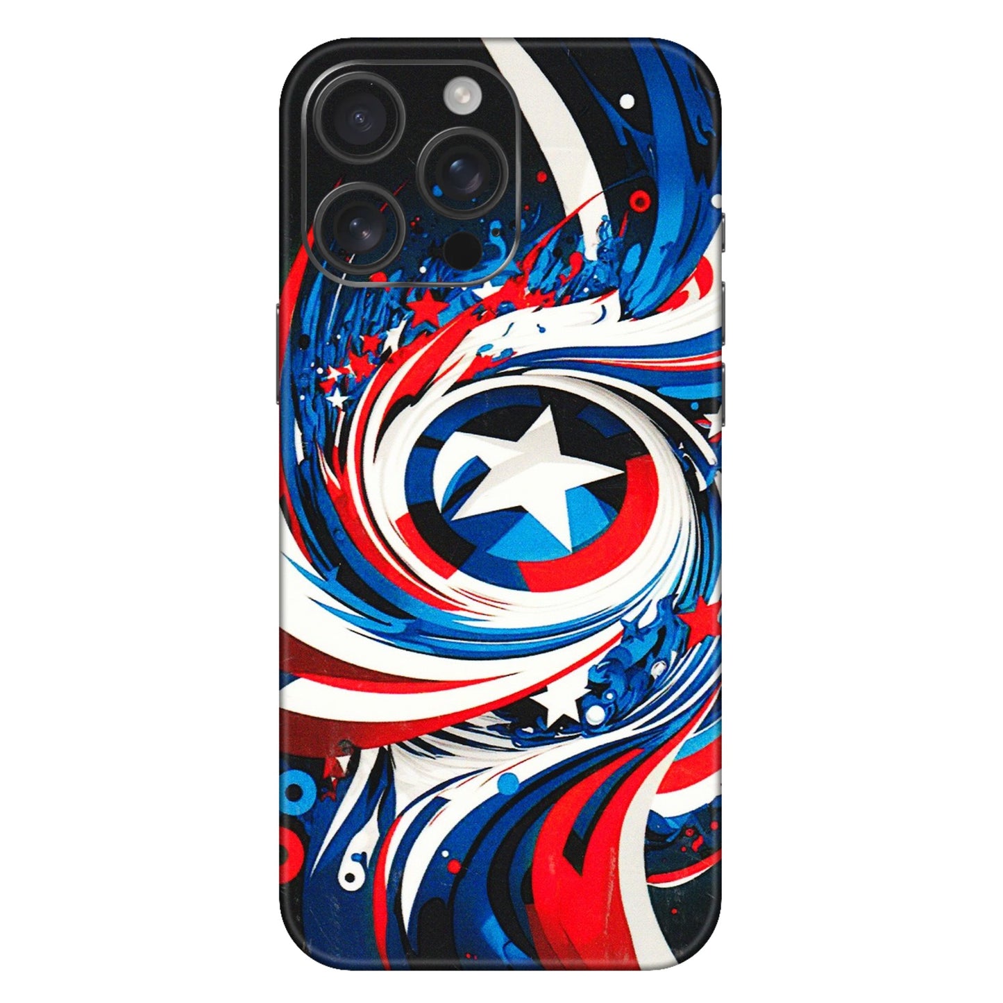 Apple iPhone Skins (All Models) - Captain America Logo - 3D Embossed Finish (L-307) iPhone 16 Pro Max