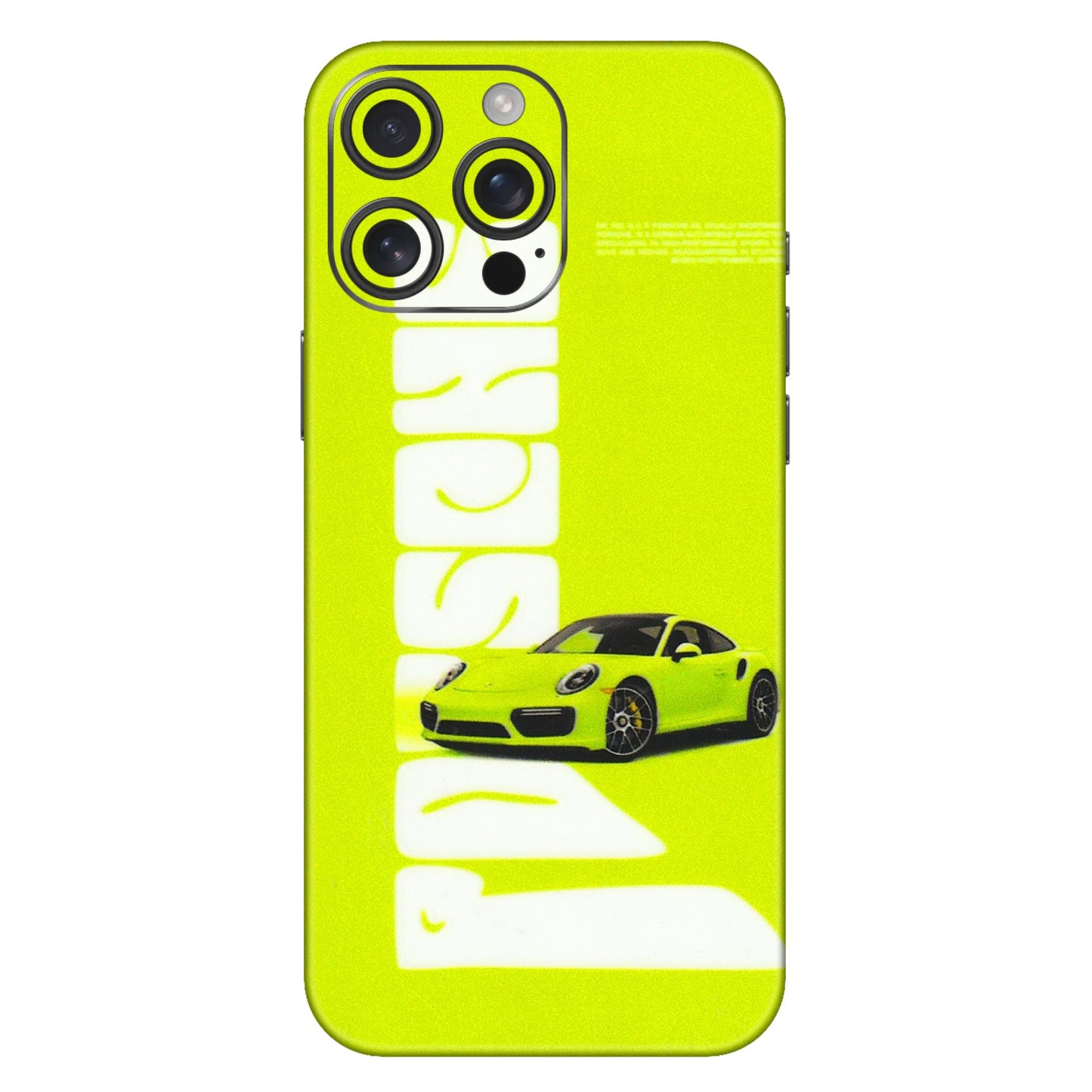 Apple iPhone Skins (All Models) - Lime Green Porche - 3D Embossed Finish (L-30) iPhone 16 Pro Max