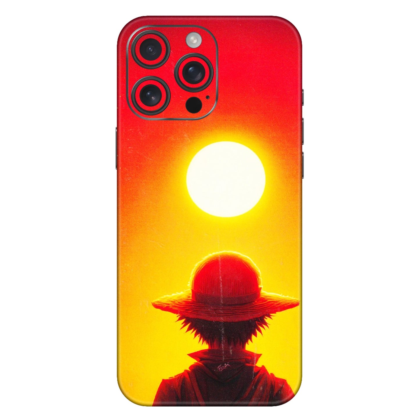 Apple iPhone Skins (All Models) - Cool Sunset With Monkey D.Luffy Anime - 3D Embossed Finish (L-329) iPhone 16 Pro Max