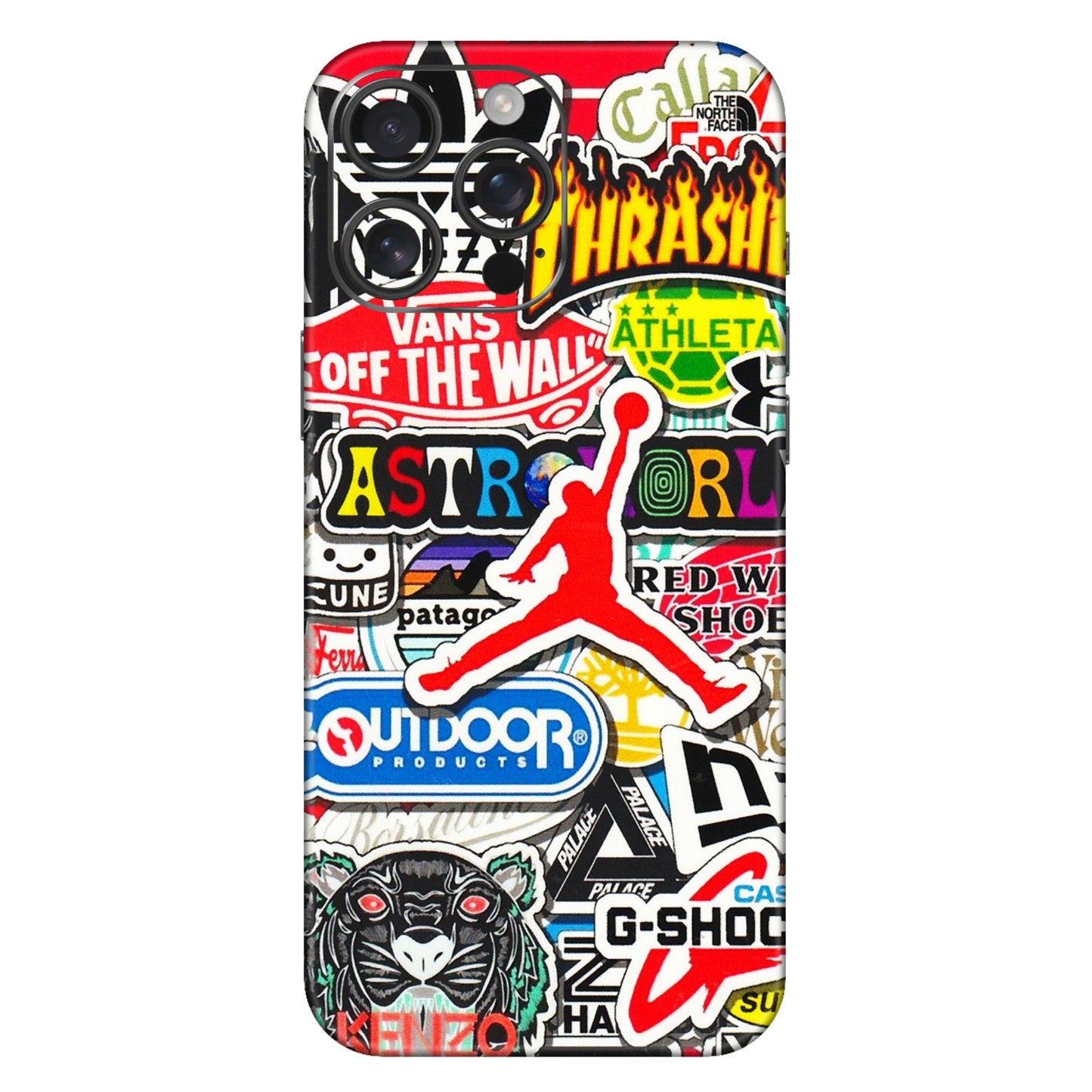 Apple iPhone Skins (All Models) - Multi Brands Sticker Graffiti - 3D Embossed Finish (L-37) iPhone 16 Pro Max