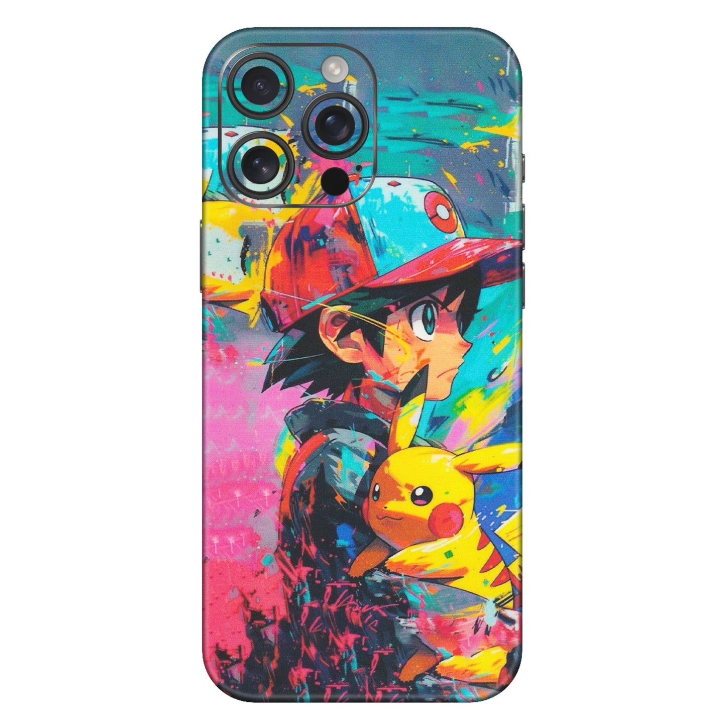 Apple iPhone Skins (All Models) - Ash & Pikachu - Matte Finish (M-26) iPhone 16 Pro Max