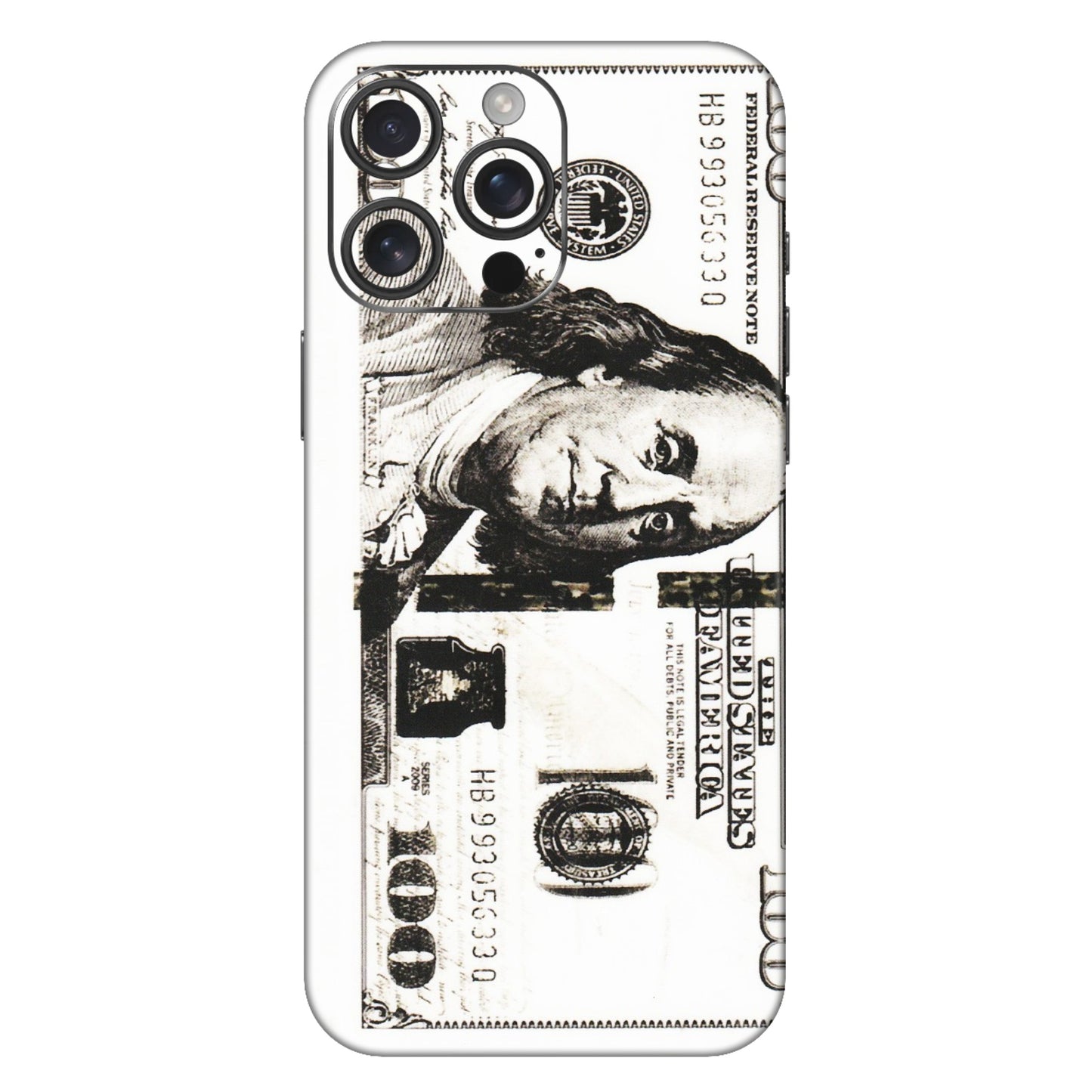 Apple iPhone Skins (All Models) - 100 Dollar Currency - Transparent Finish (T-01) iPhone 16 Pro Max