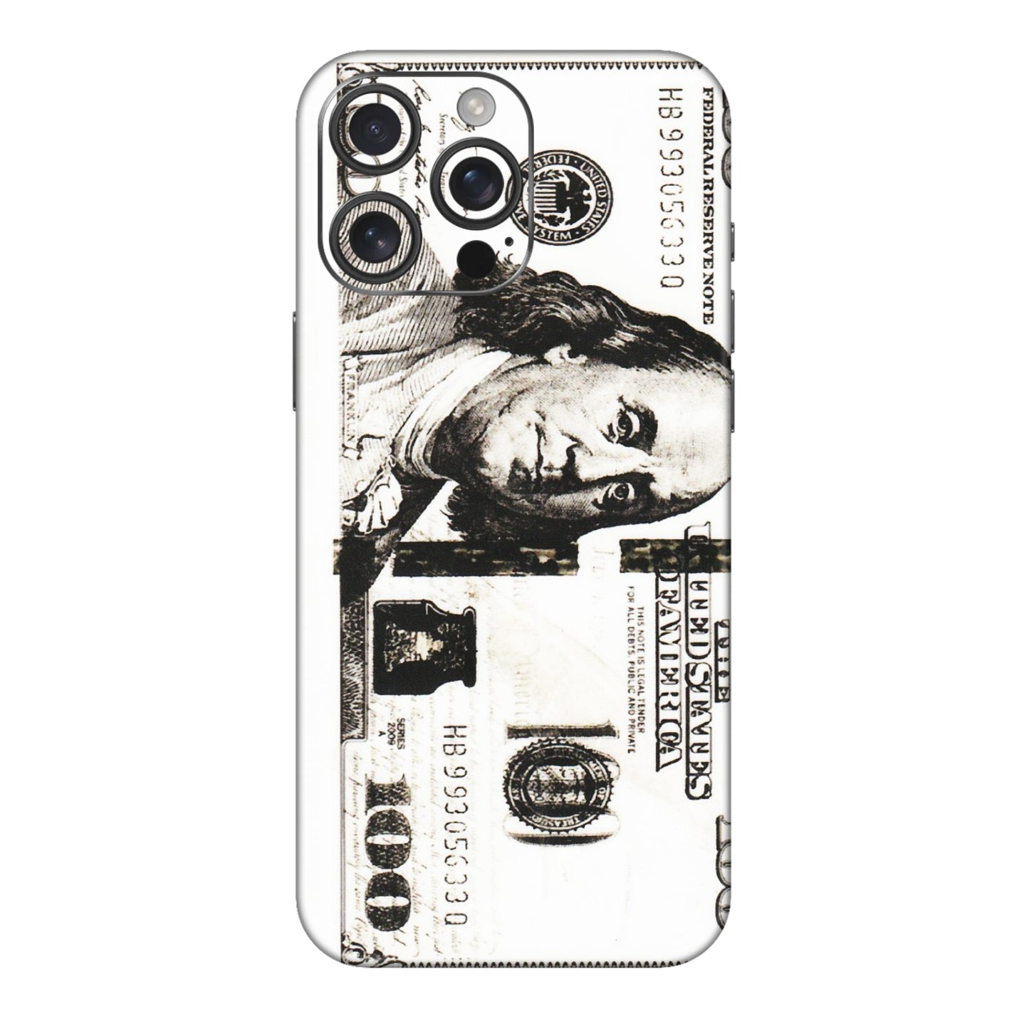 Apple iPhone Skins (All Models) - 100 Dollar Currency - Transparent Finish (T-01) iPhone 16 pro