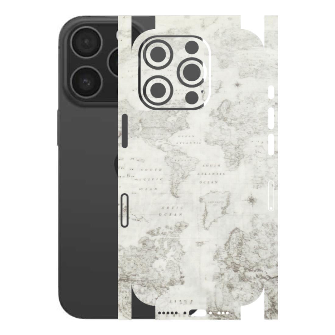 Apple iPhone Skins (All Models) - World Travel Map - Transparent Finish (T-04) iPhone 16 pro