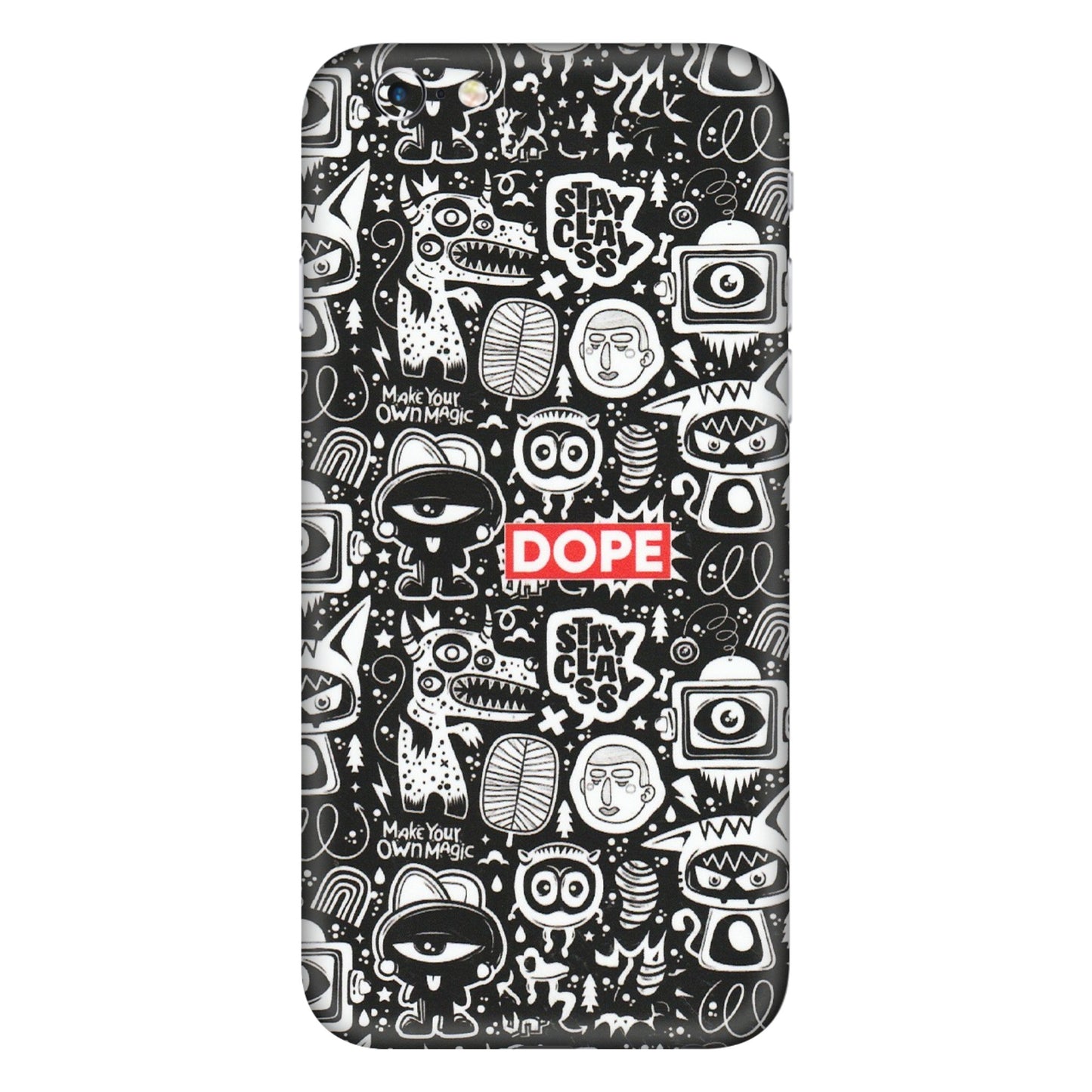 Apple iPhone Skins (All Models) - Dope Stay Classy Black Doodles - Matte Finish (M-126) iPhone 6S Plus