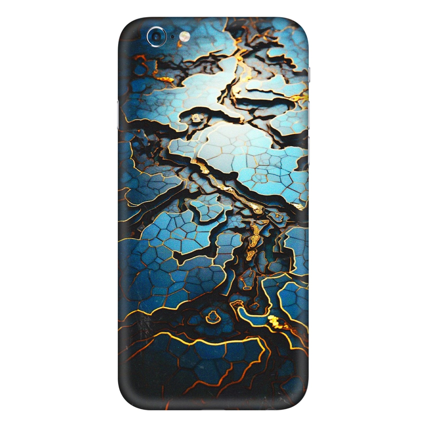 Apple iPhone Skins (All Models) - Blue Gold Abstract - 3D Embossed Finish (L-11) iPhone 6 Plus
