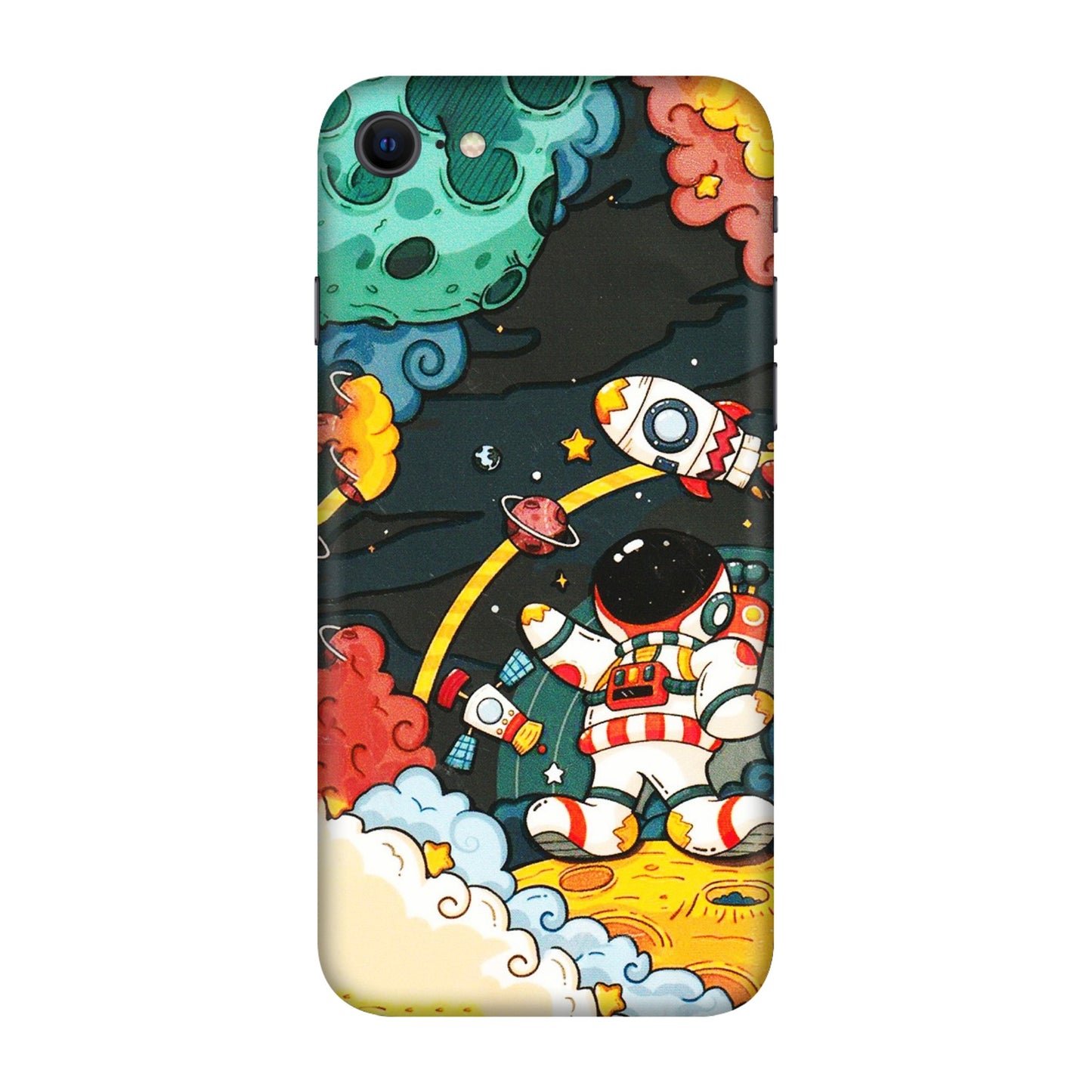 Apple iPhone Skins (All Models) - Astronauts & Spaceship - 3D Embossed Finish (L-145) iPhone SE