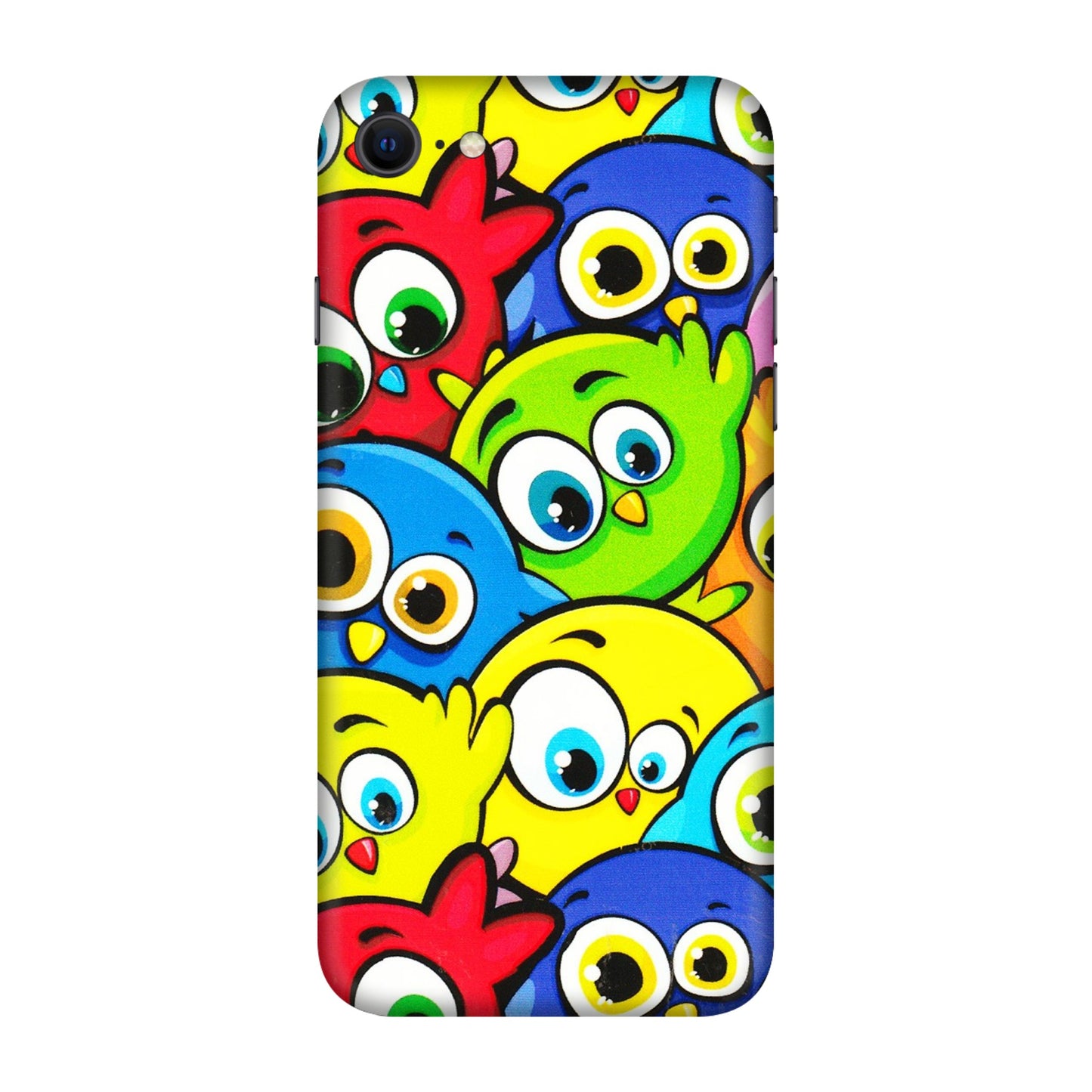 Apple iPhone Skins (All Models) - Cute Fluffy Birds - 3D Embossed Finish (L-213) iPhone SE