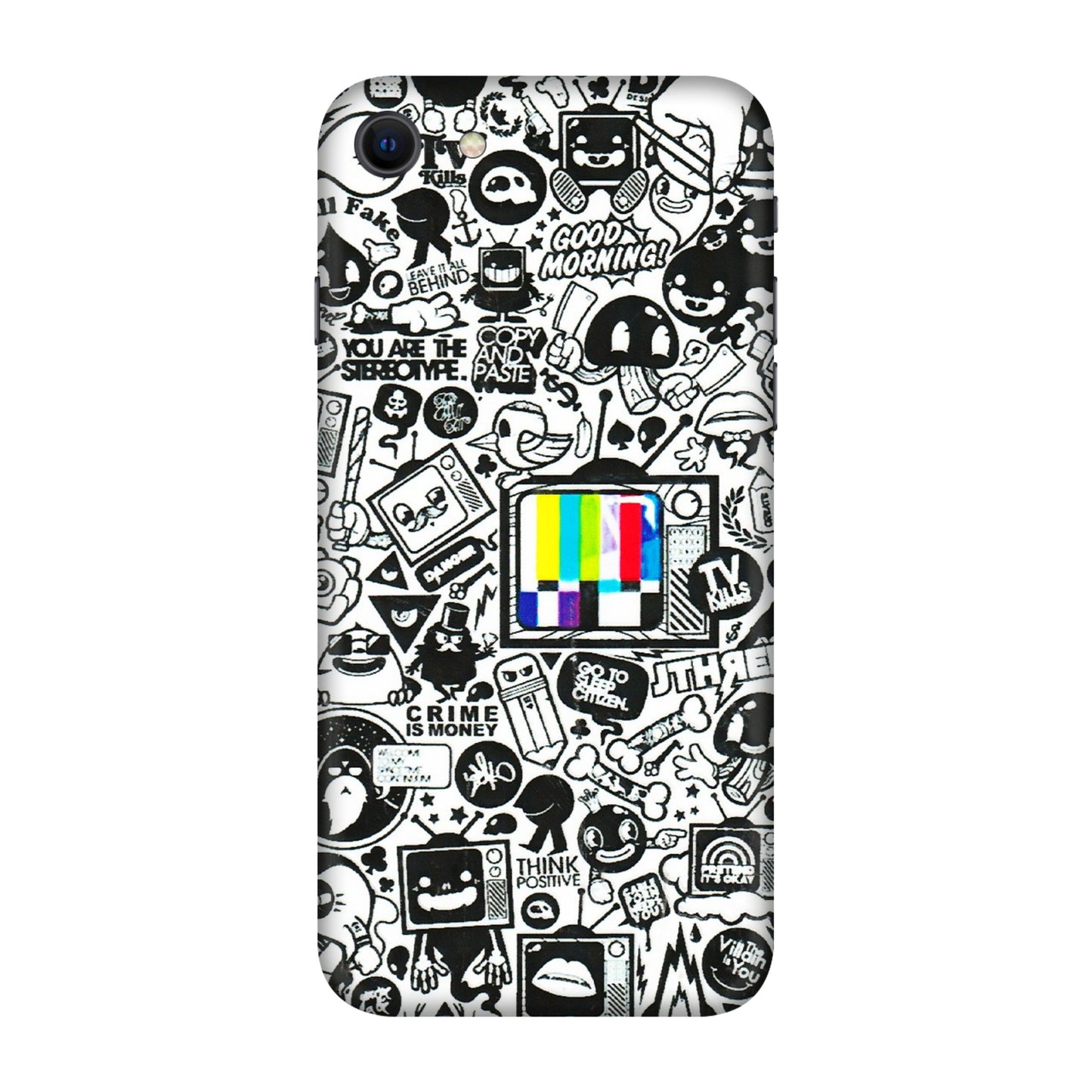 Apple iPhone Skins (All Models) - Doodles Positive Art - 3D Embossed Finish (L-263) iPhone SE