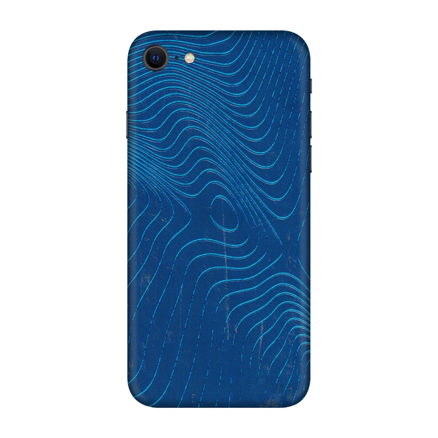 Apple iPhone Skins (All Models) - Abstract Blue Line Map - 3D Embossed Finish (L-272) iPhone SE
