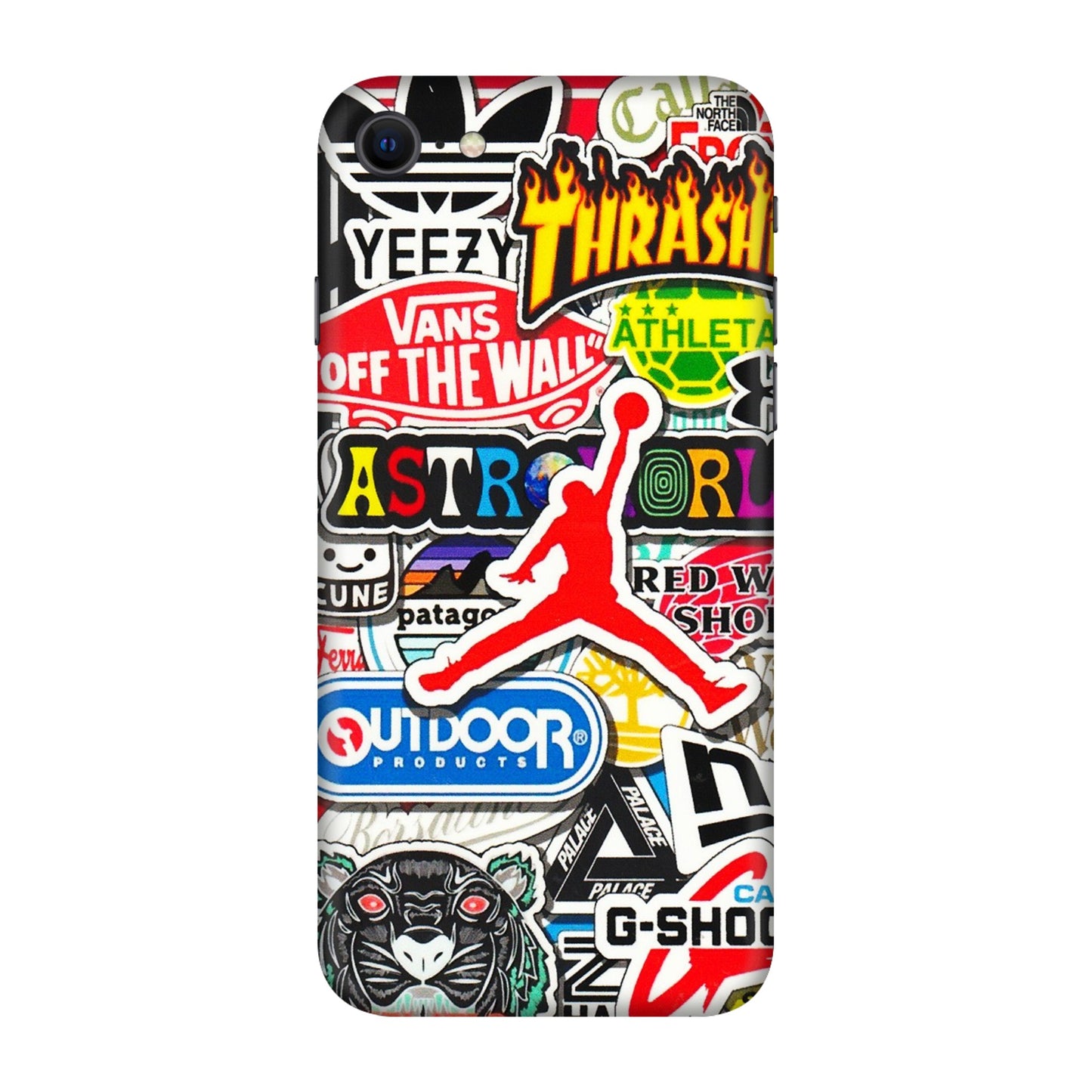 Apple iPhone Skins (All Models) - Multi Brands Sticker Graffiti - 3D Embossed Finish (L-37) iPhone SE