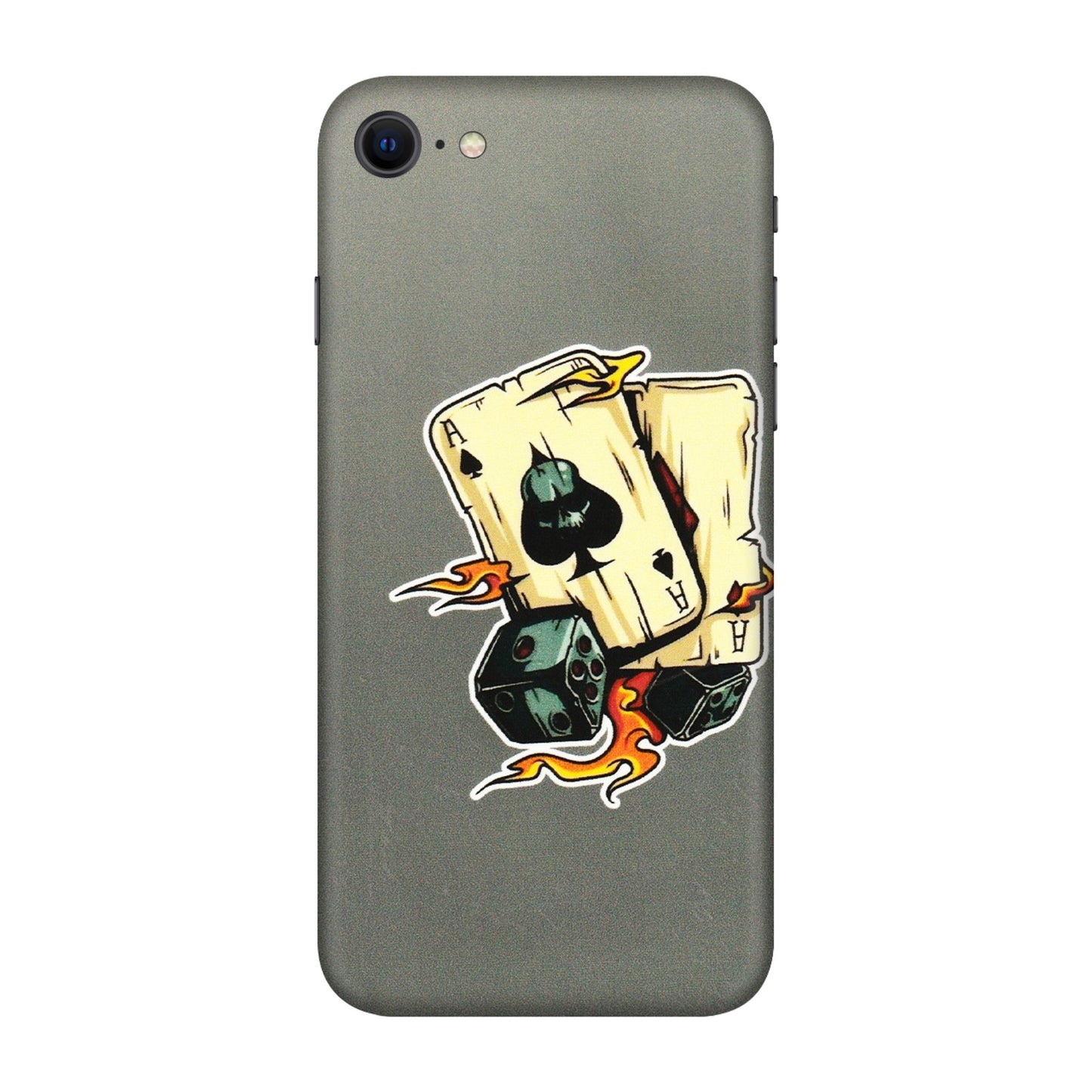 Apple iPhone Skins (All Models) - Grey Cards Of Ace - 3D Embossed Finish (L-77) iPhone SE