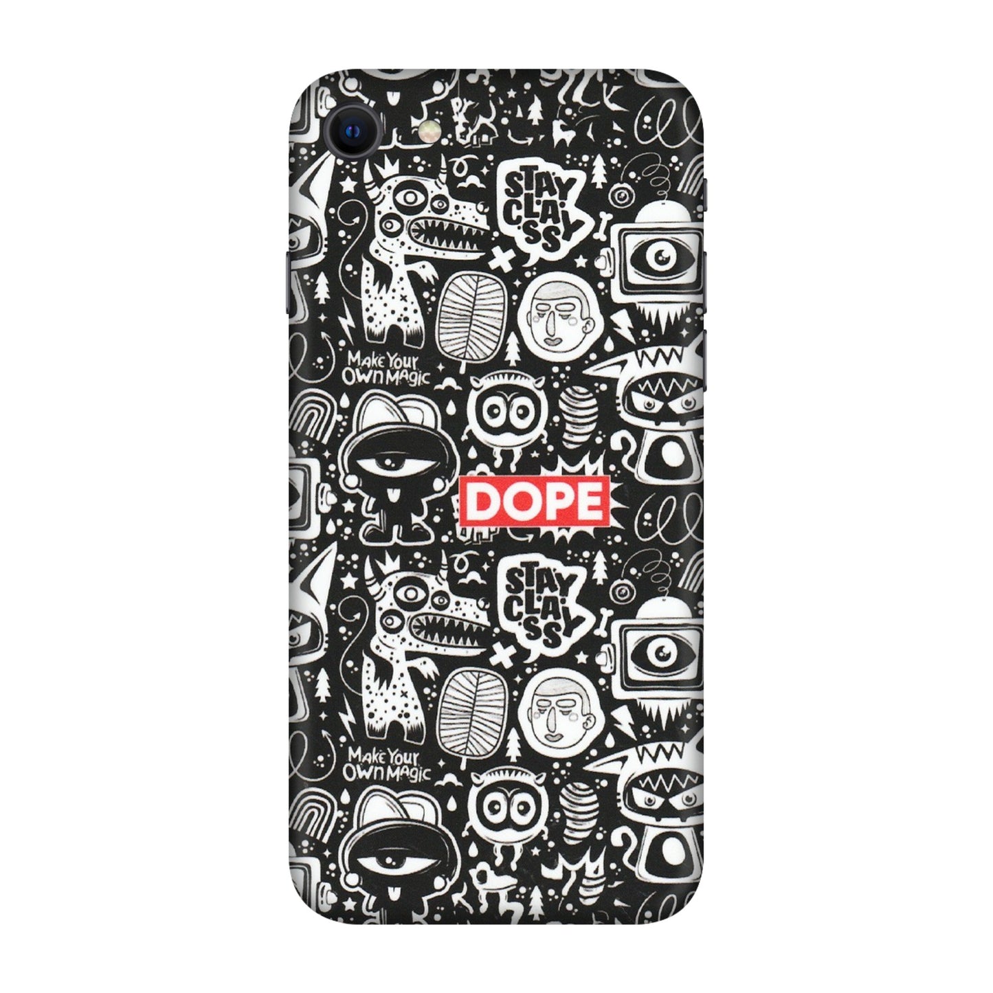 Apple iPhone Skins (All Models) - Dope Stay Classy Black Doodles - Matte Finish (M-126) iPhone SE