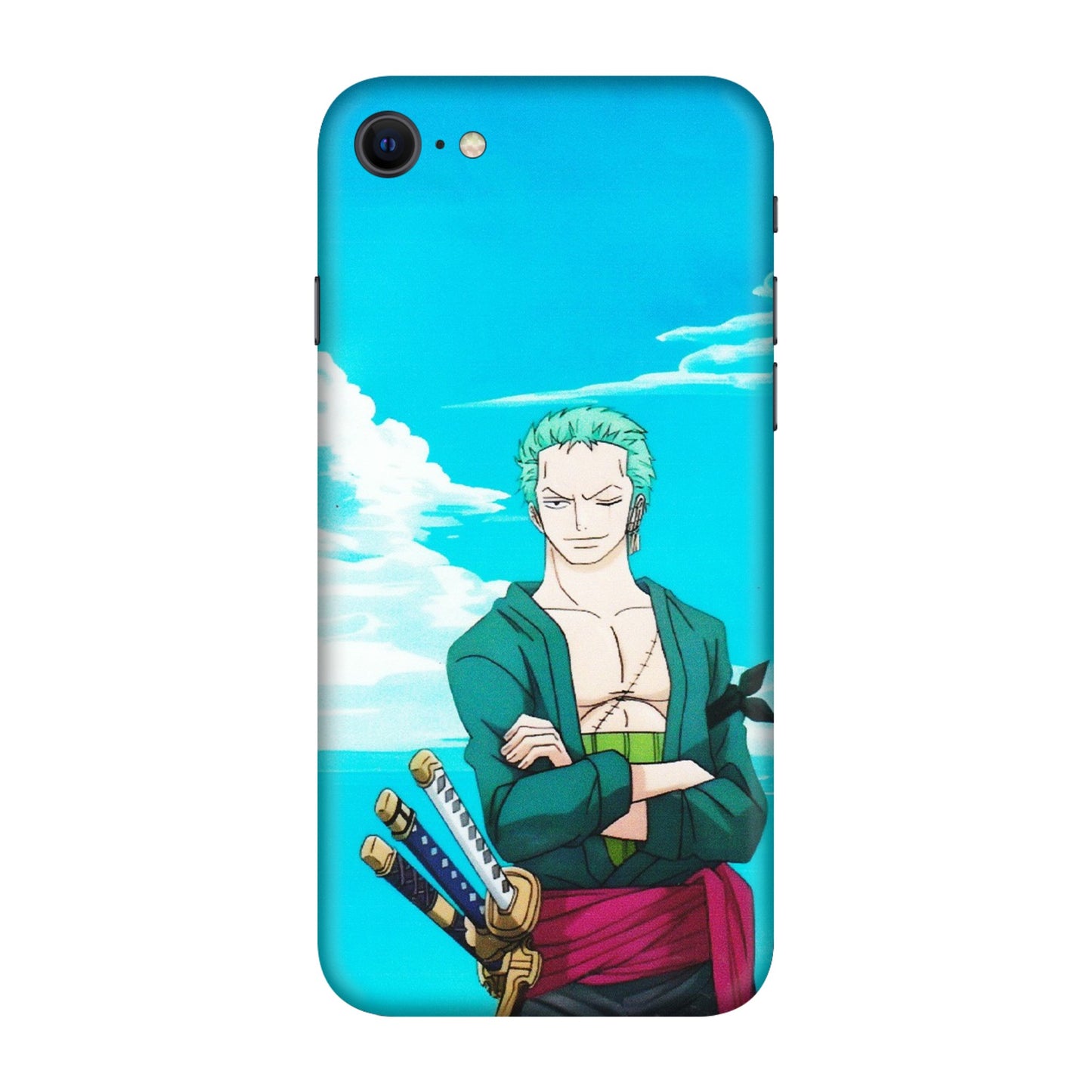 Apple iPhone Skins (All Models) - Cool Swordman Zoro Anime - Matte Finish (M-143) iPhone SE