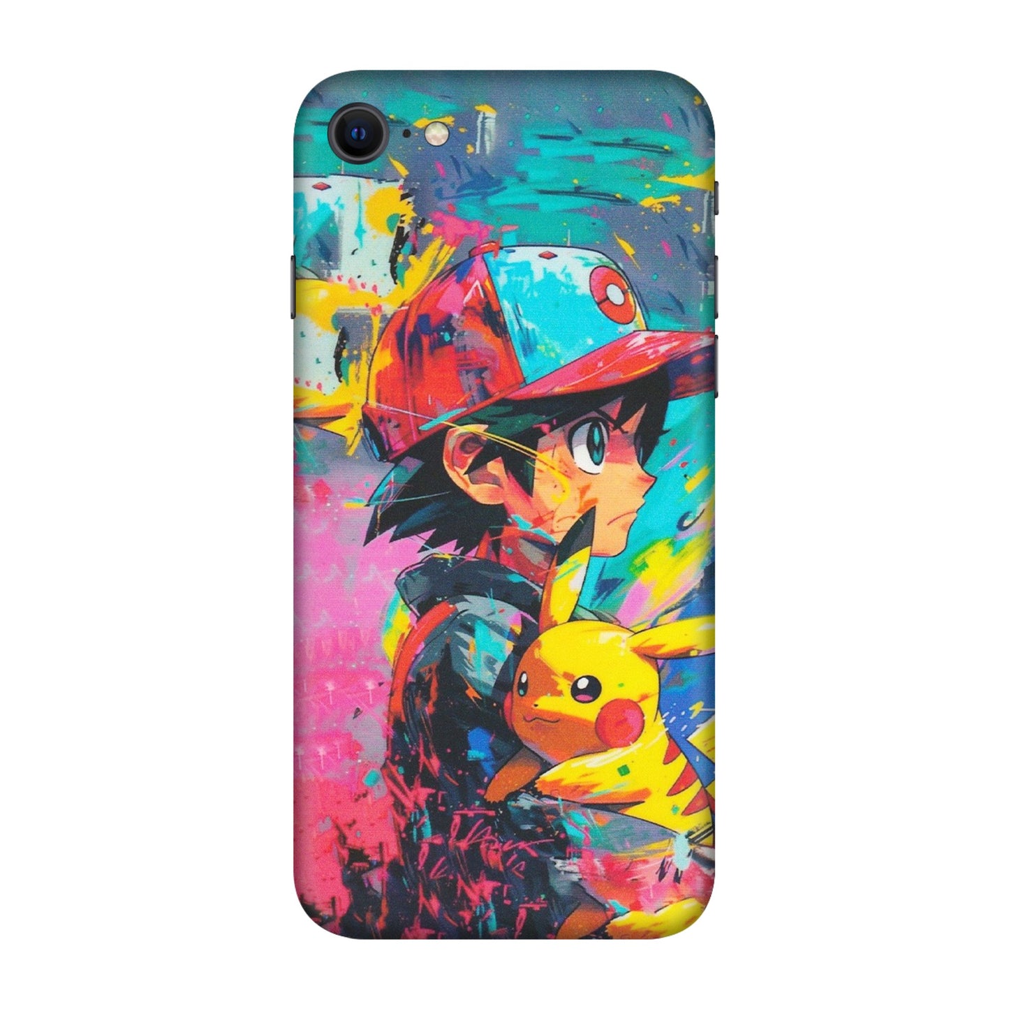 Apple iPhone Skins (All Models) - Ash & Pikachu - Matte Finish (M-26) iPhone SE