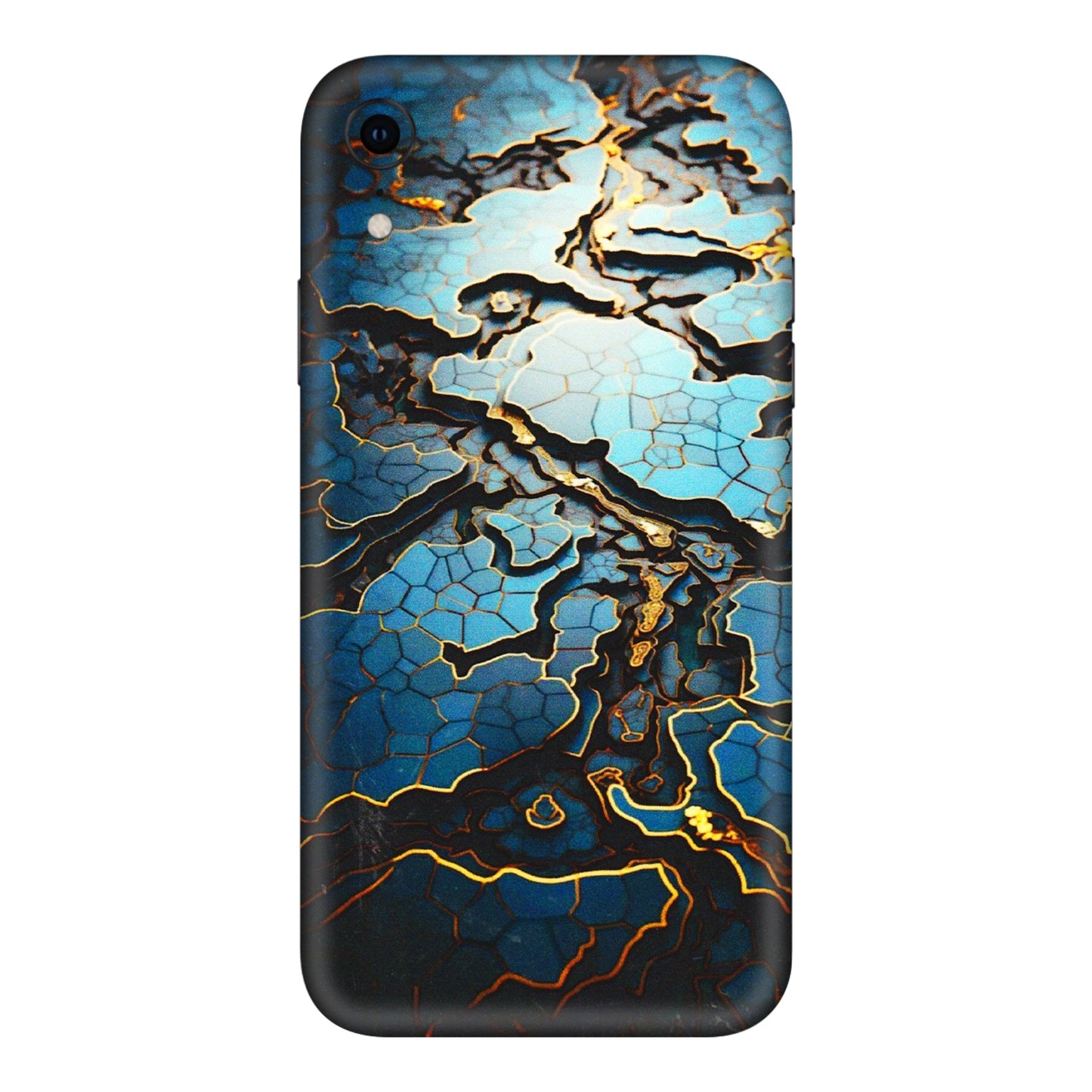 Apple iPhone Skins (All Models) - Blue Gold Abstract - 3D Embossed Finish (L-11) iPhone XR