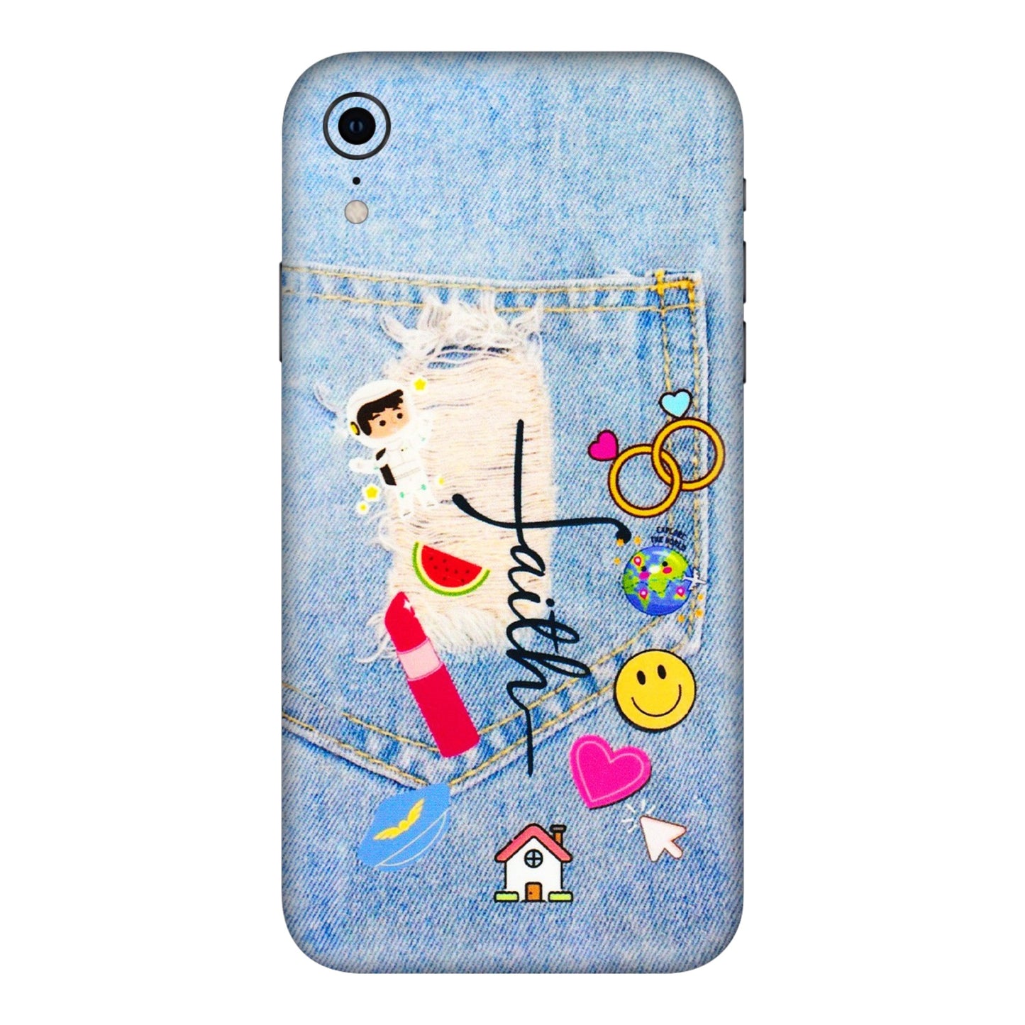 Apple iPhone Skins (All Models) - Denim Jeans Pocket - 3D Embossed Finish (L-134) iPhone XR