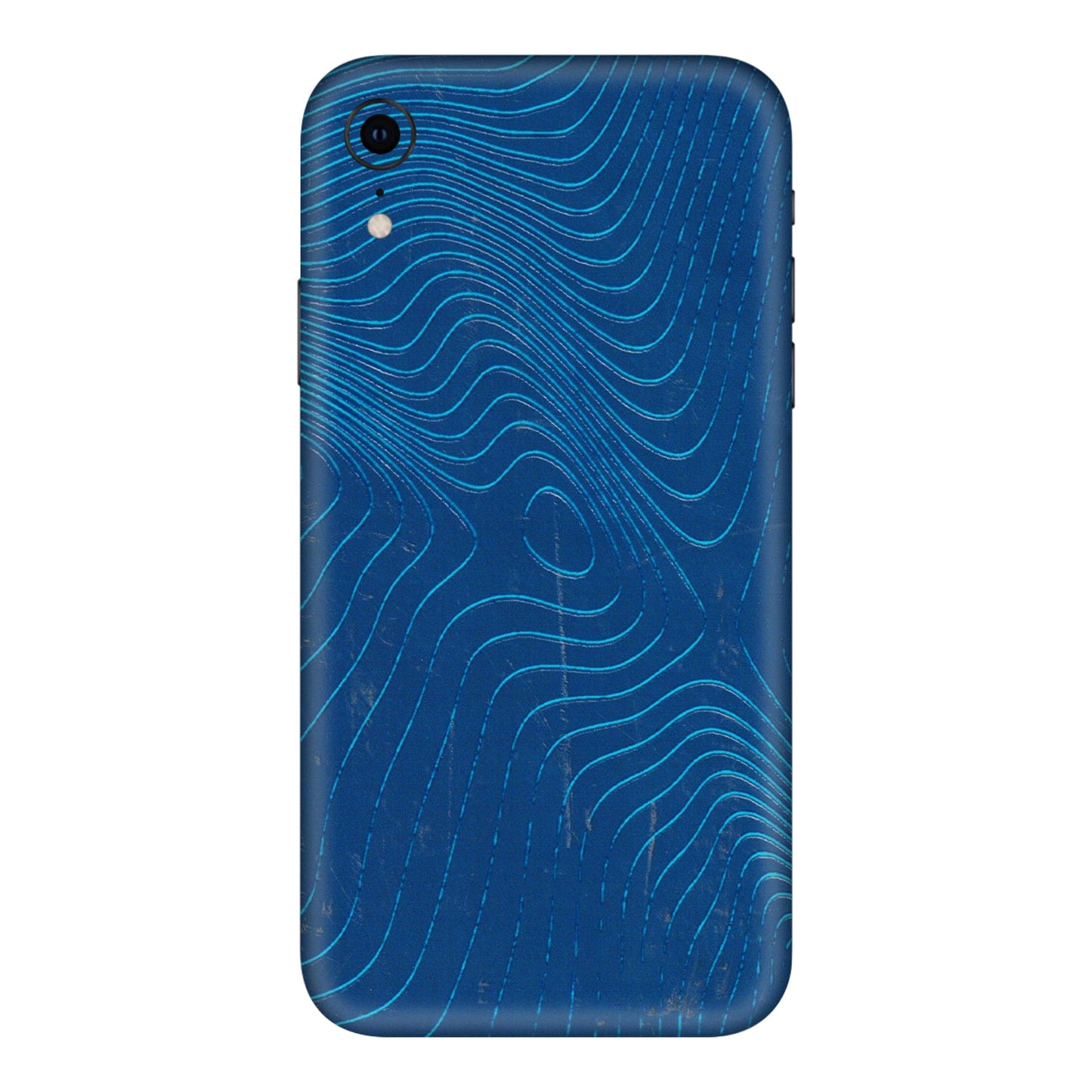 Apple iPhone Skins (All Models) - Abstract Blue Line Map - 3D Embossed Finish (L-272) iPhone XR