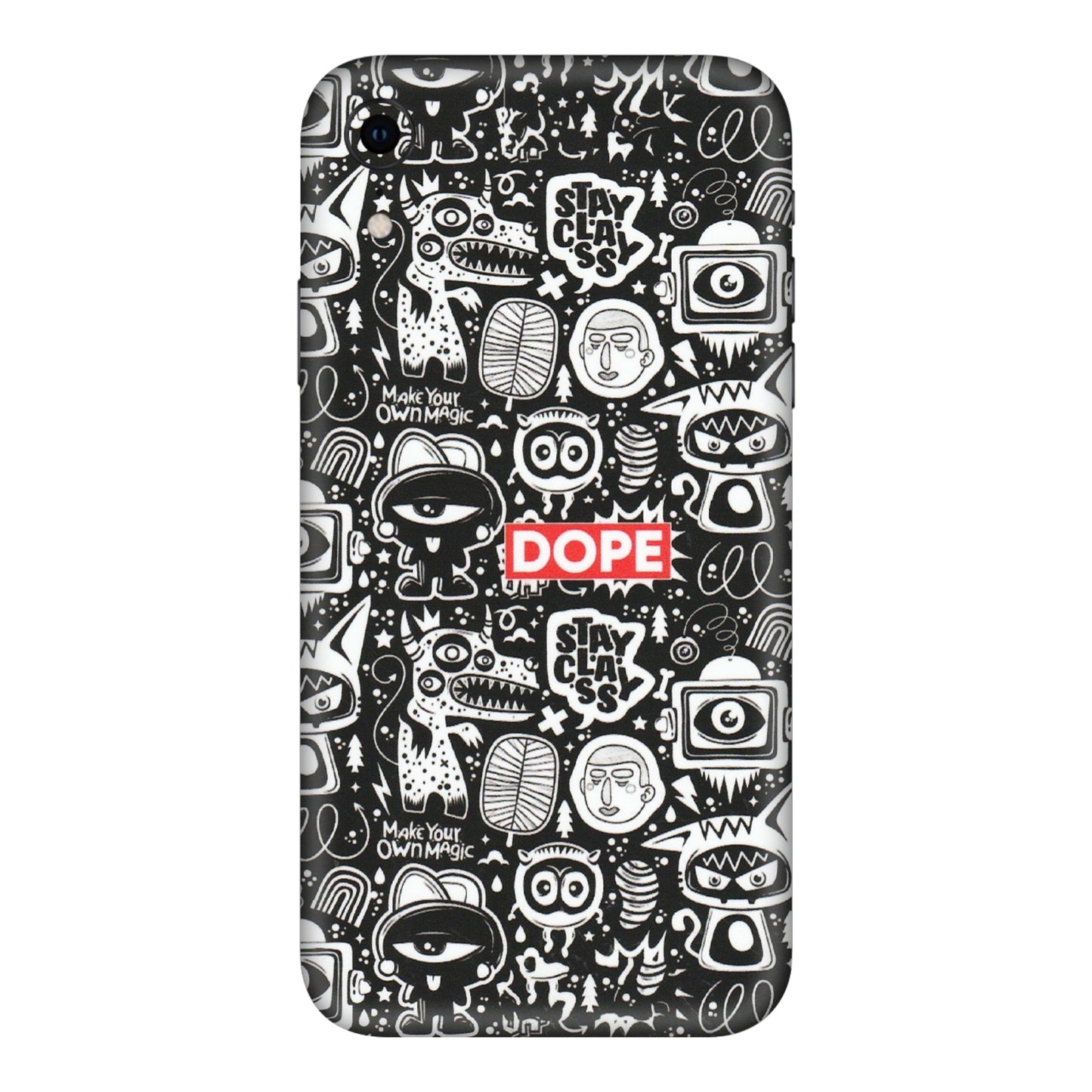 Apple iPhone Skins (All Models) - Dope Stay Classy Black Doodles - Matte Finish (M-126) iPhone XR