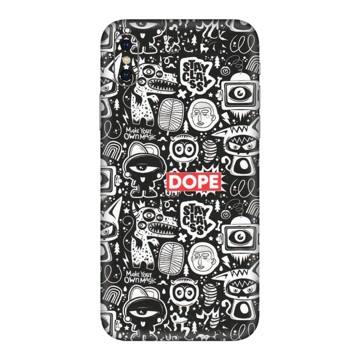 Apple iPhone Skins (All Models) - Dope Stay Classy Black Doodles - Matte Finish (M-126) iPhone XS