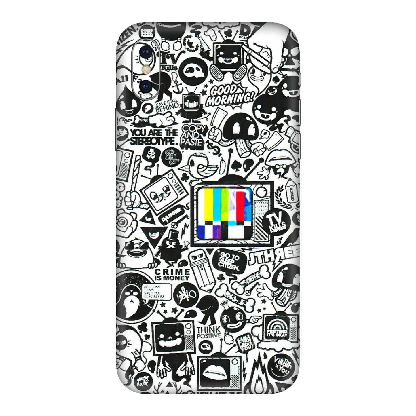 Apple iPhone Skins (All Models) - Doodles Positive Art - 3D Embossed Finish (L-263) iPhone XS Max