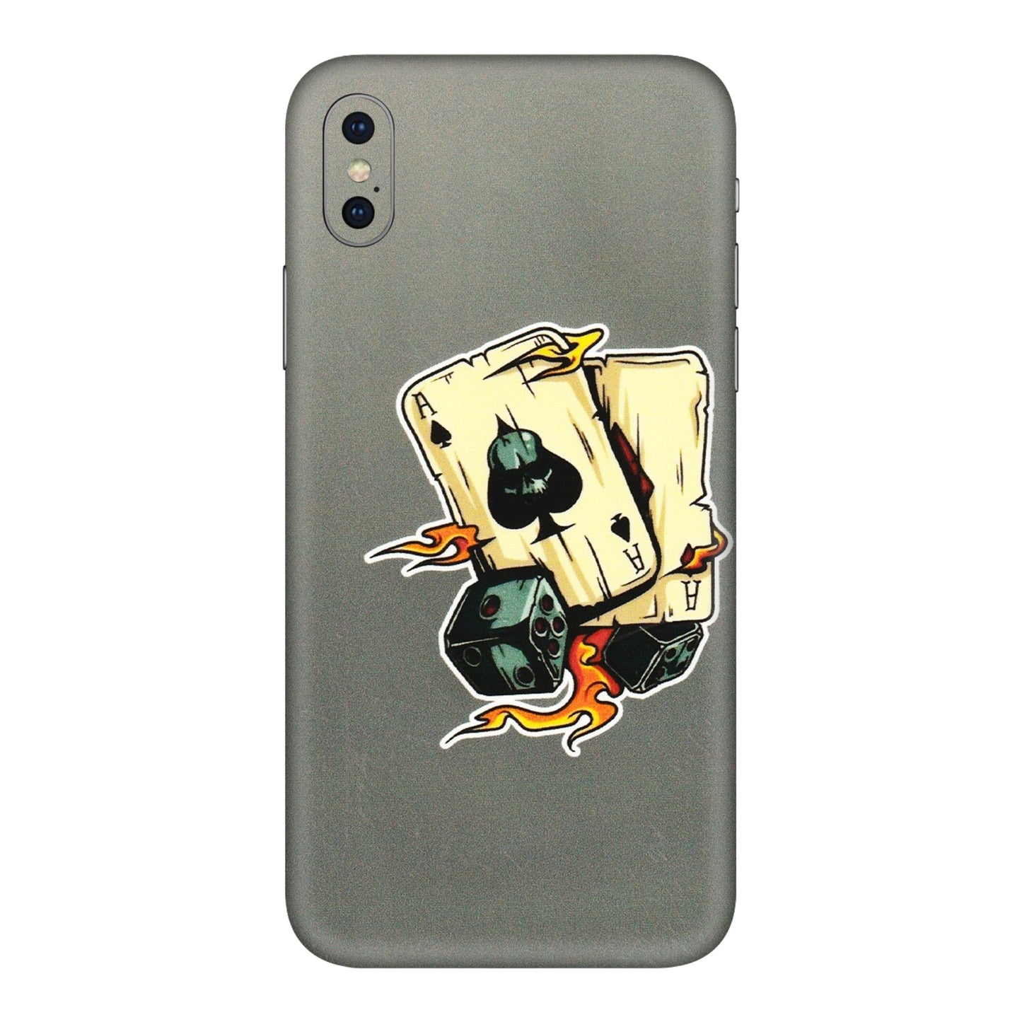 Apple iPhone Skins (All Models) - Grey Cards Of Ace - 3D Embossed Finish (L-77) iPhone XS Max