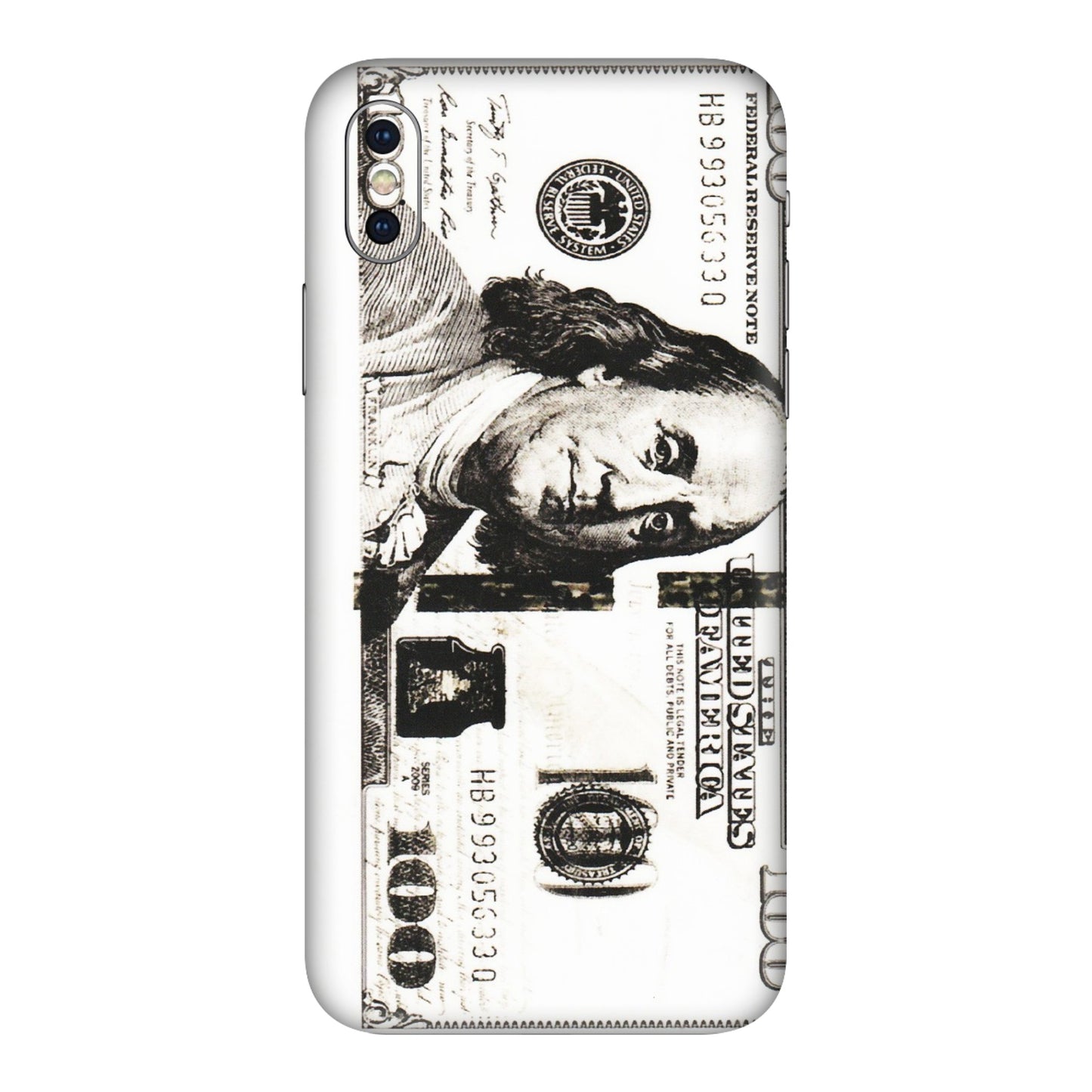 Apple iPhone Skins (All Models) - 100 Dollar Currency - Transparent Finish (T-01) iPhone XS Max