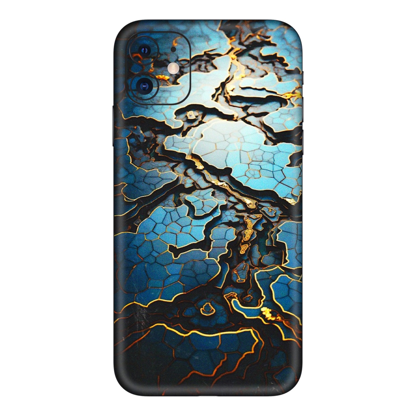 Apple iPhone Skins (All Models) - Blue Gold Abstract - 3D Embossed Finish (L-11) iPhone 11