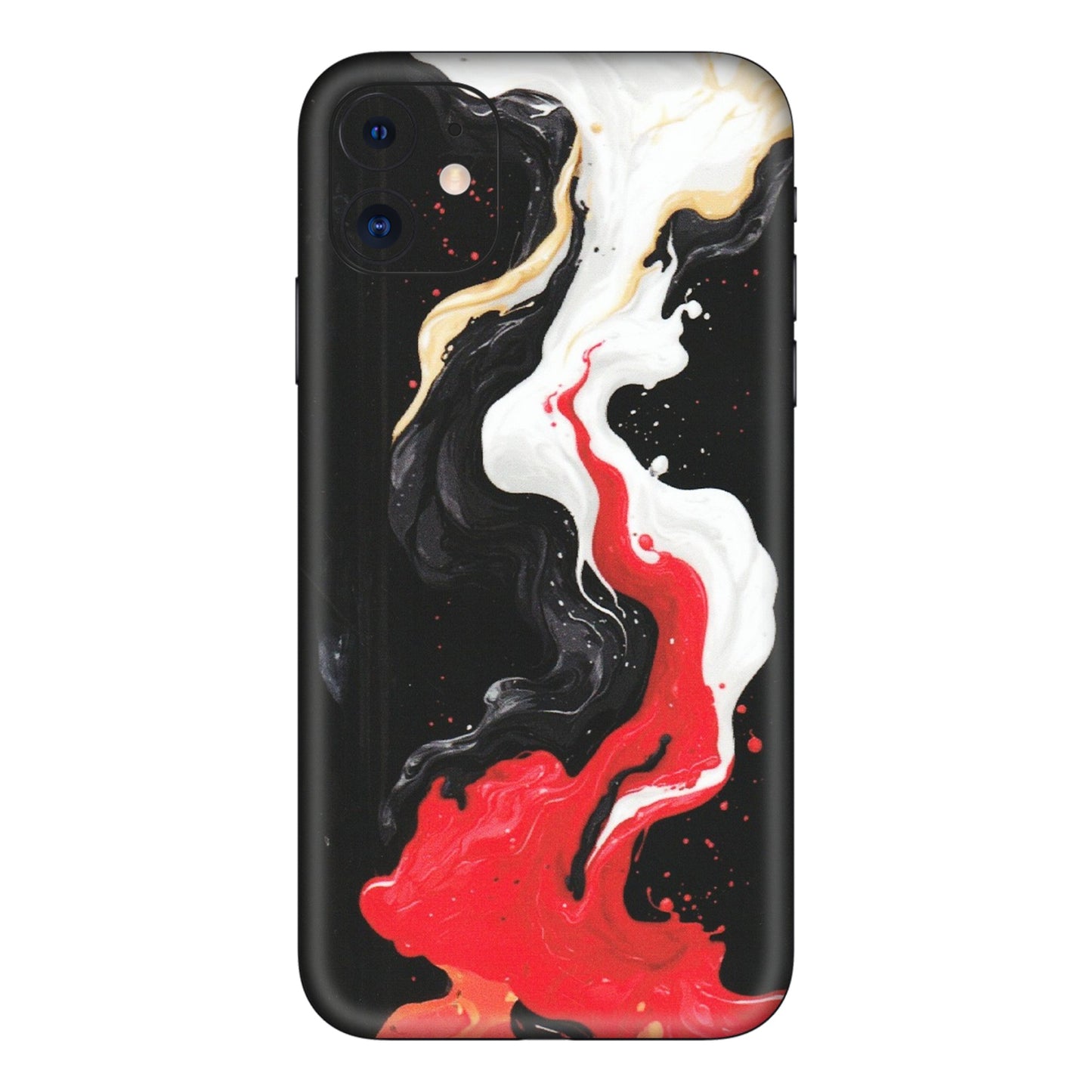 Apple iPhone Skins (All Models) - Black Red White Paint Splash Fusion - Matte Finish (M-56) iPhone 11