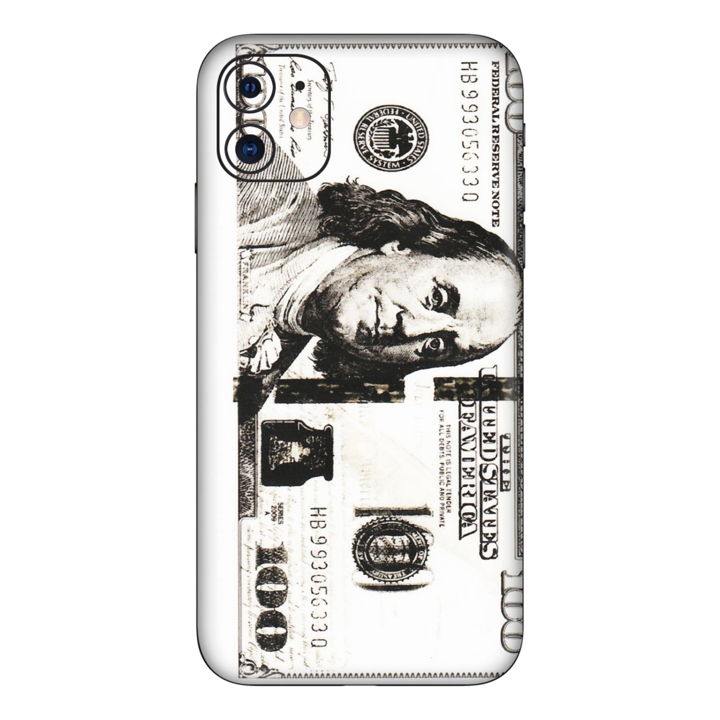 Apple iPhone Skins (All Models) - 100 Dollar Currency - Transparent Finish (T-01) iPhone 11
