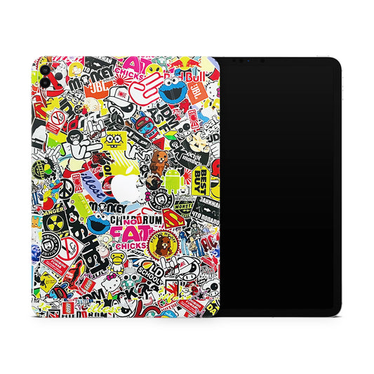 Jumbled Sticker Grafitti Matte Finish Skin For iPad/Tablet