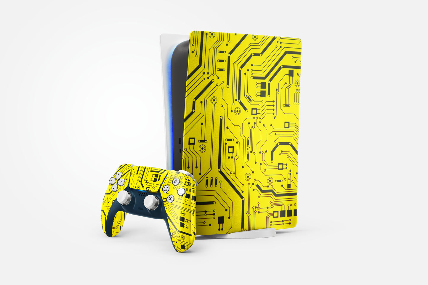 Yellow Tech Circuit Play Station 5 Matte Finish Skin