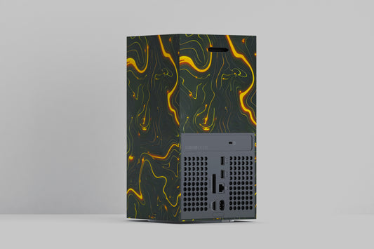 Xbox Series X Black Golden Lines 3D Textured Skin