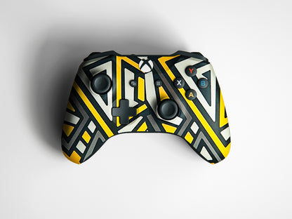 Yellow And Grey Zig Zag Matte Finish Controller Skin