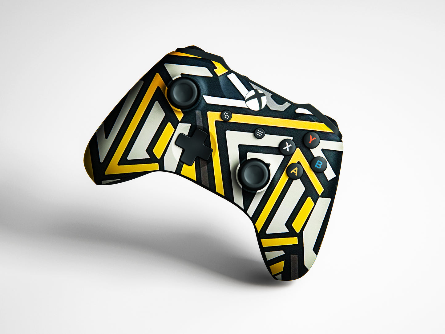 Yellow And Grey Zig Zag Matte Finish Controller Skin