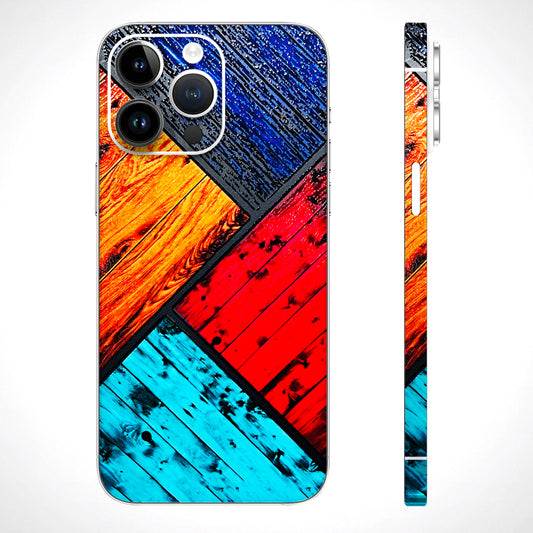 Colourful Wood Panels Abstract 3D Textured Phone Skin