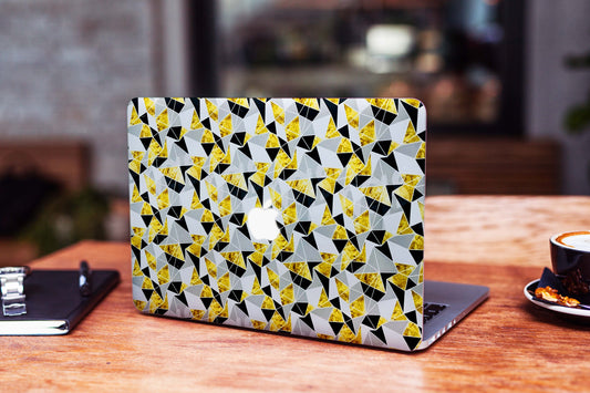 Grey Gold Tiles 3D Textured Laptop Skin