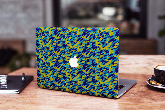 Yellow And Blue Camouflage Matte Finish Latest Laptop Skin