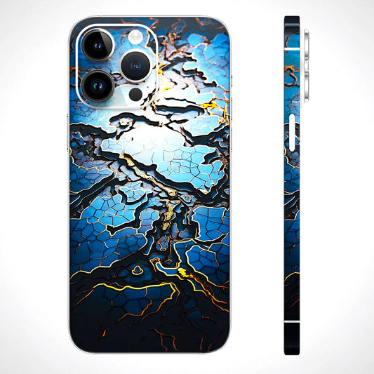 Blue Gold Abstract 3D Textured Phone Skin