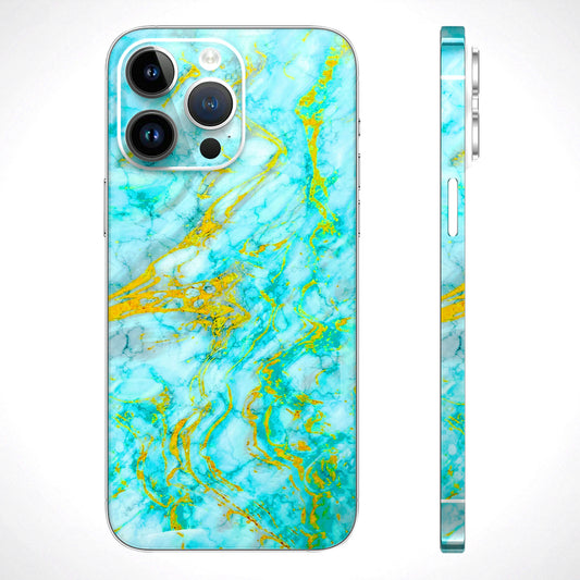 Green And Gold Marble Feel Matte Finish Phone Skin