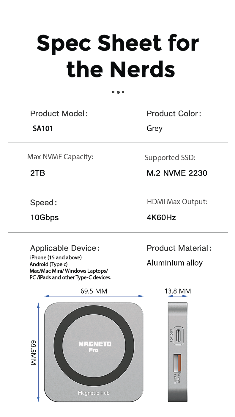 Magneto Pro Type-C Multi-Functional Hub With M.2 NVME Support