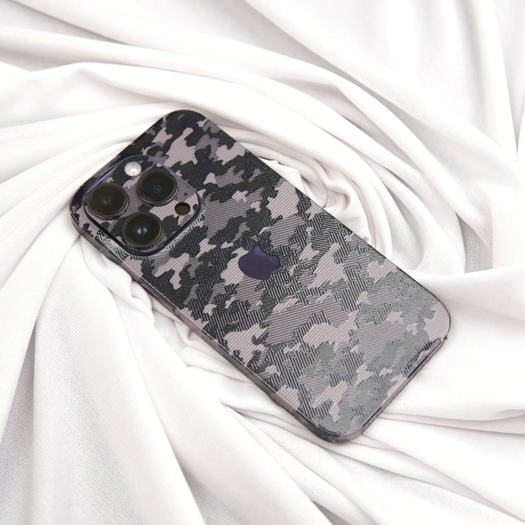 Black/Grey Camoflaunge 3D Textured Phone Skin