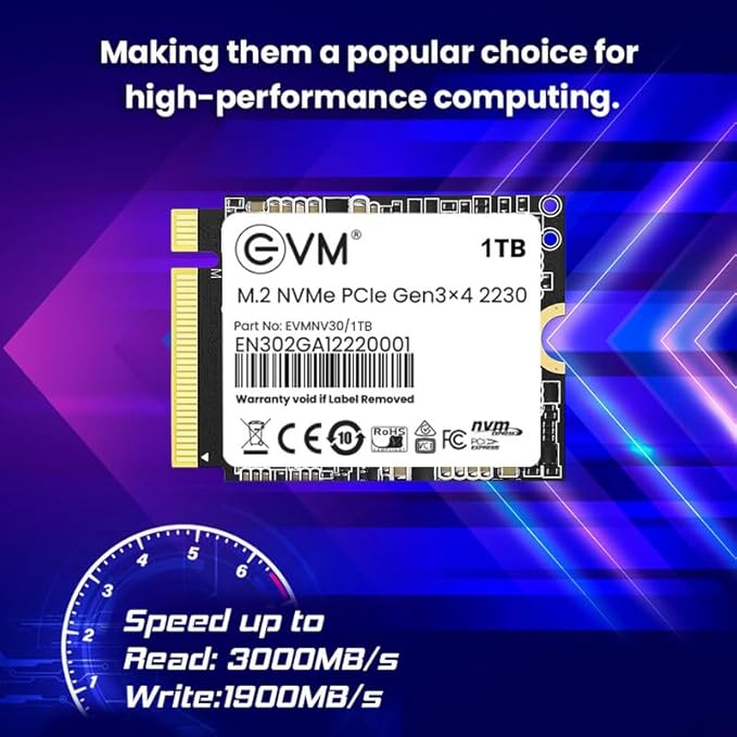 EVM 1TB M.2 NVMe (2230) Internal SSD - PCIe Gen 3x4 - Compatible With Magneto X & Pro - 5 Years Warranty