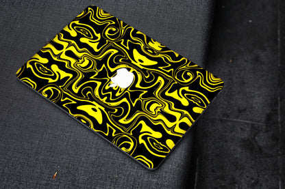 Yellow And Black Abstract Liquid Matte Finish Latest Laptop Skin