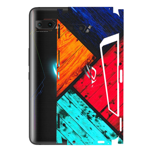 ASUS Phone Skins (All Models) - Colourful Wood Panels Abstract - 3D Embossed Finish (L-09) Asus ROG Phone 2