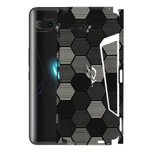 ASUS Phone Skins (All Models) - Black & White Dotted Honeycomb Texture - 3D Embossed Finish (L-202) Asus ROG Phone 2