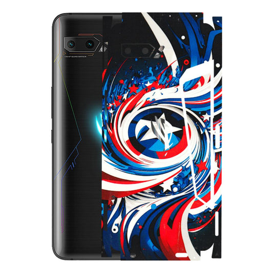 ASUS Phone Skins (All Models) - Captain America Logo - 3D Embossed Finish (L-307) Asus ROG Phone 2