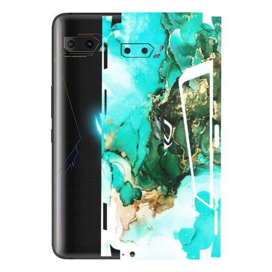 ASUS Phone Skins (All Models) - The Blue Gold Marble - Matte Finish (M-124) Asus ROG Phone 2
